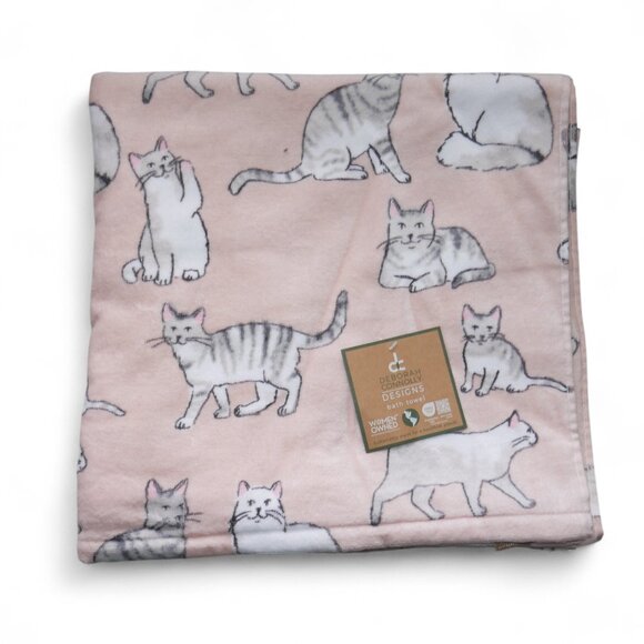 Deborah Connolly 6 PC Bath Towel Set Soft Pink Kitty Cats Kittens Tabby Cat NWT - Picture 2 of 7